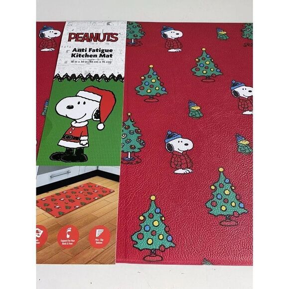 Peanuts Snoopy Woodstock In Puffy Coat Anti Fatigue Kitchen Mat 18 X 30” Red NEW - Picture 6 of 10